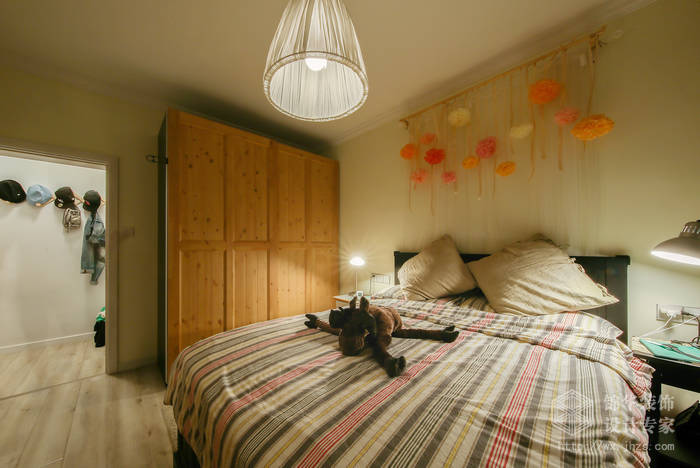 北欧风格-长江国际朗庭-两室两厅-89平-卧室-装修实景效果图