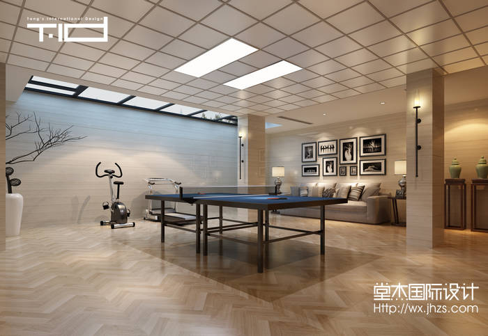 新中式风格-印象剑桥-别墅-500平-健身房-装修效果实景图