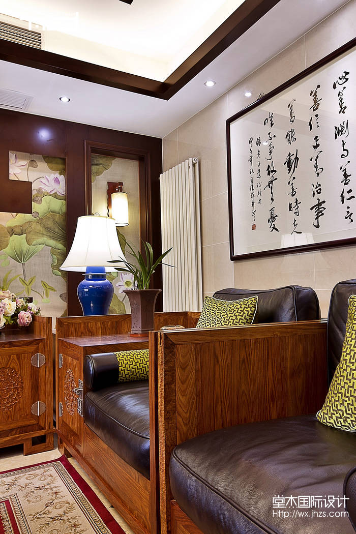 新中式风格-花溪美墅-别墅-400平-客厅-装修效果实景图