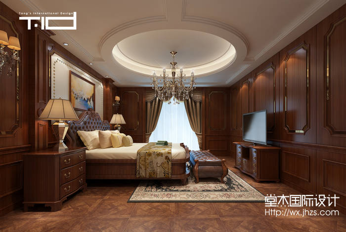 欧式风格-绿地香颂-别墅-450平方-卧室-装修效果图