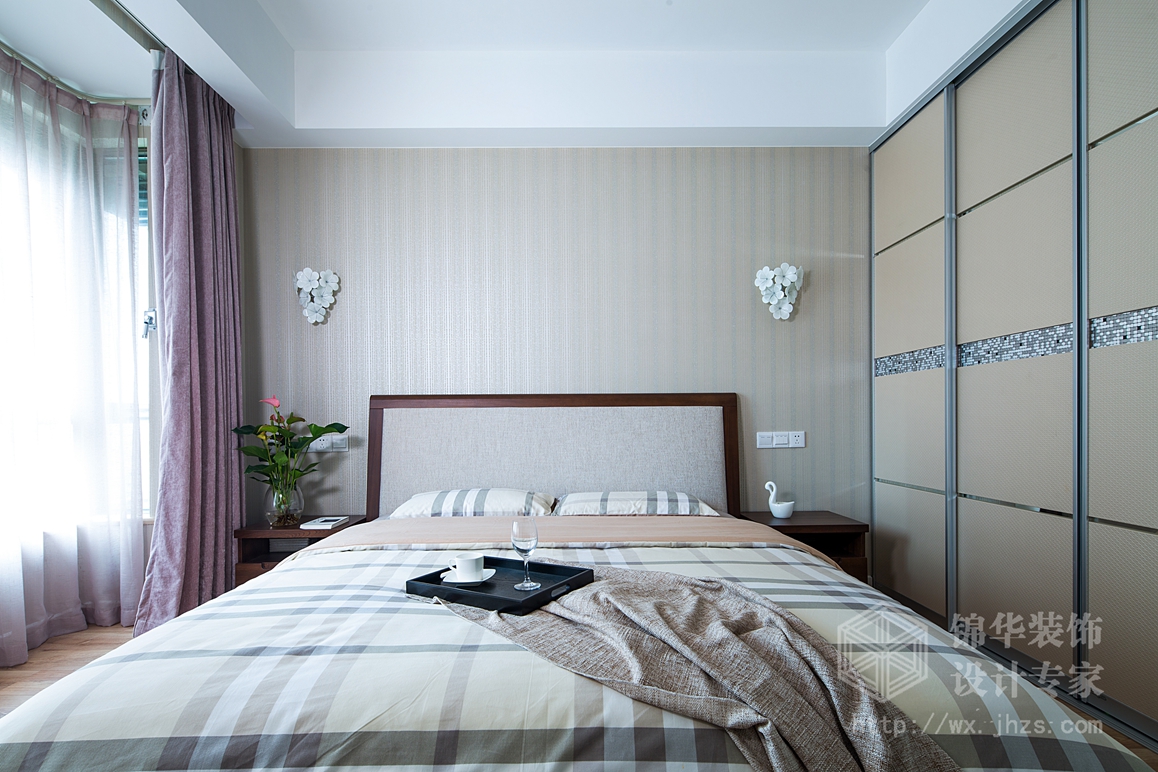 现代简约-太湖国际聆湖-大户型-146平-卧室-装修效果实景图