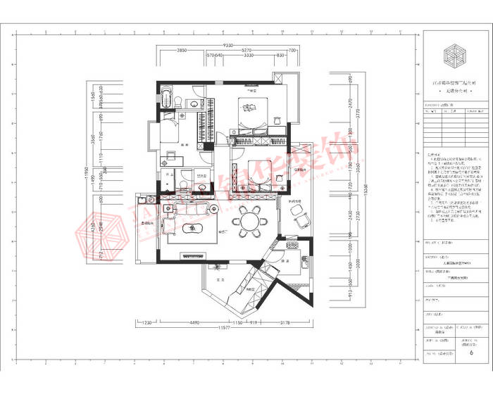 美式风格-太湖国际-三室两厅-130平-客厅户型图-装修效果实景图