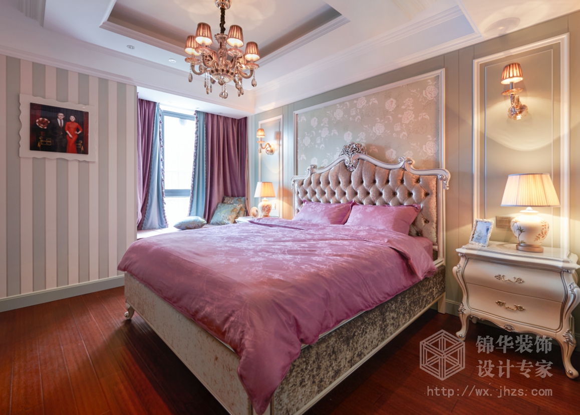 法式风格-榭丽花园-大户型-160平-卧室-装修效果实景图