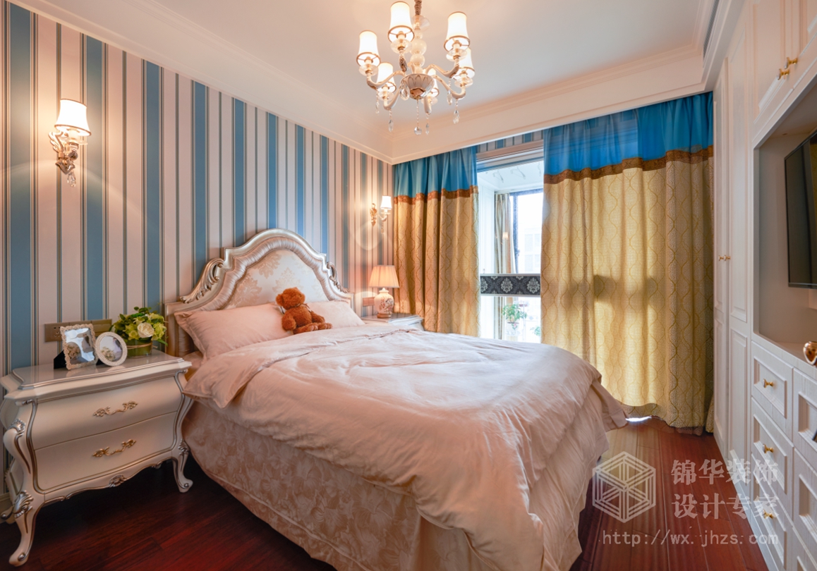 法式风格-榭丽花园-大户型-160平-卧室-装修效果实景图