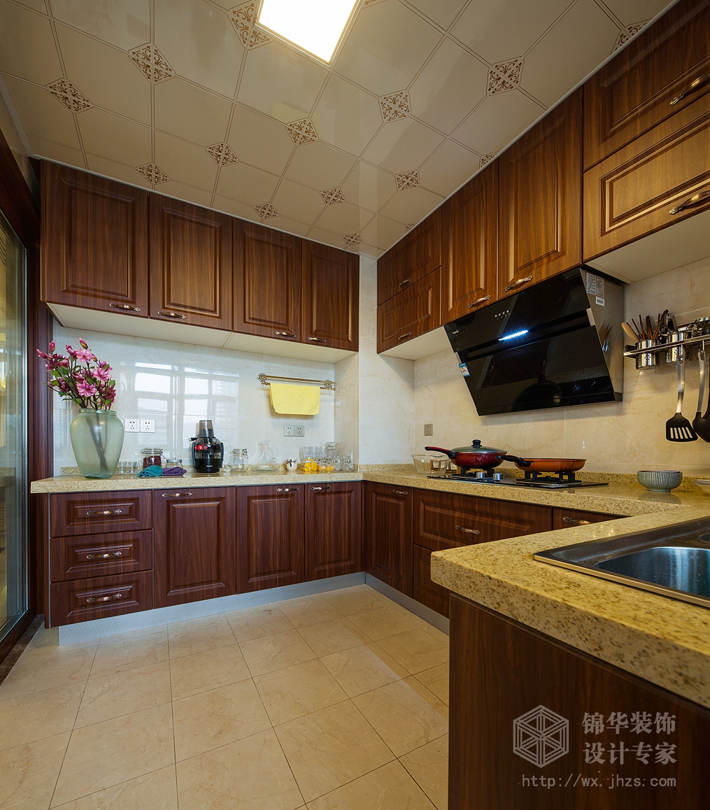美式混搭风格-保利达江湾城-大户型-193平-厨房-装修实景效果图