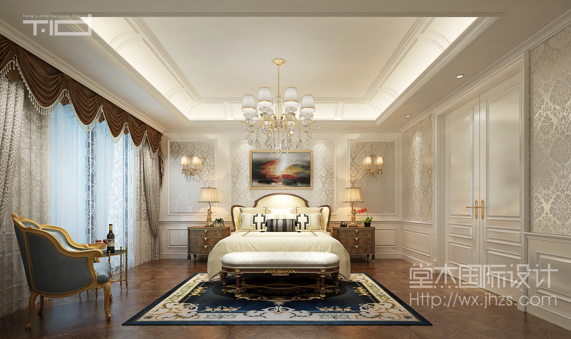 欧式风格-御景华庭-别墅-500平-卧室-装修效果图