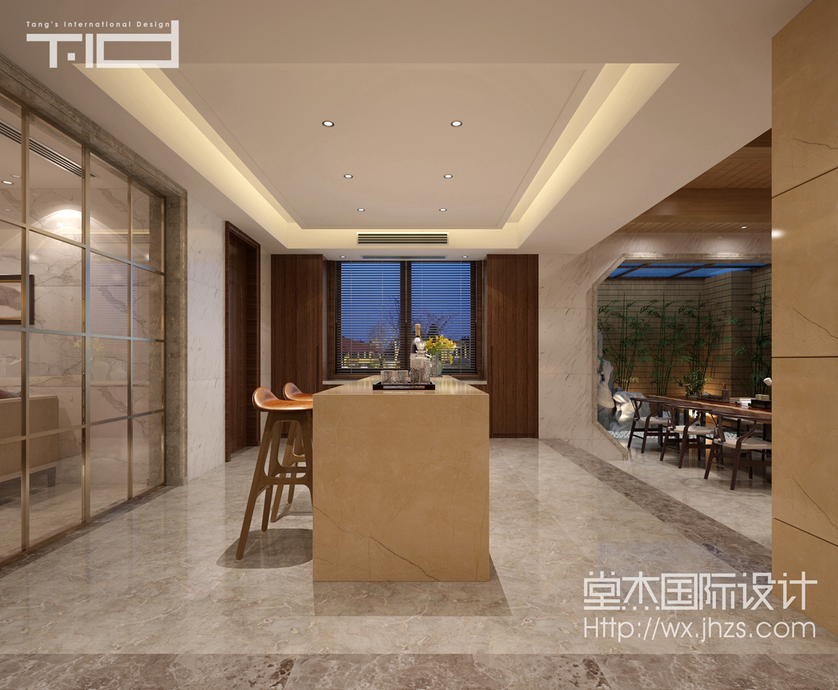 新中式风格-银河湾-别墅-400平-客厅-装修效果实景图