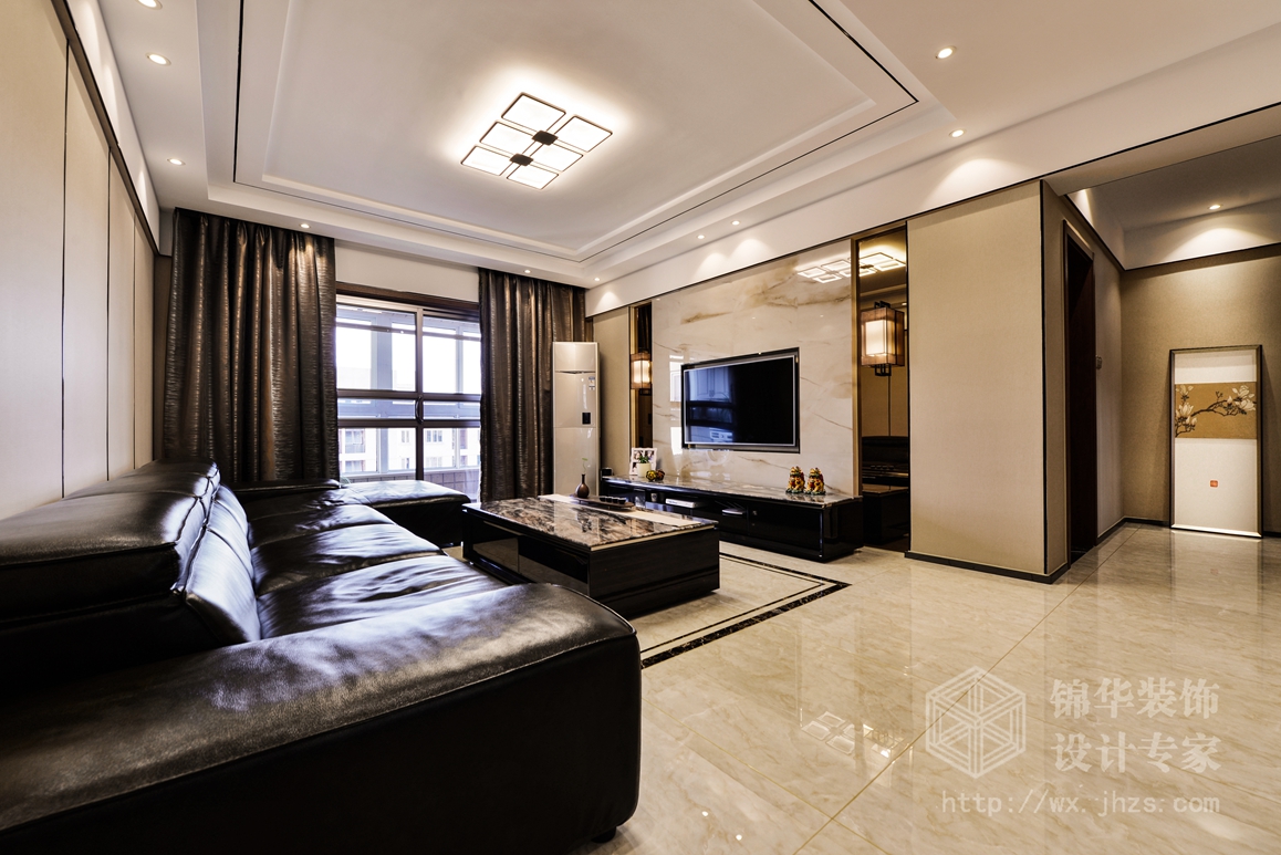 新中式风格-繁华里-三室两厅-130平-客厅-装修效果实景图