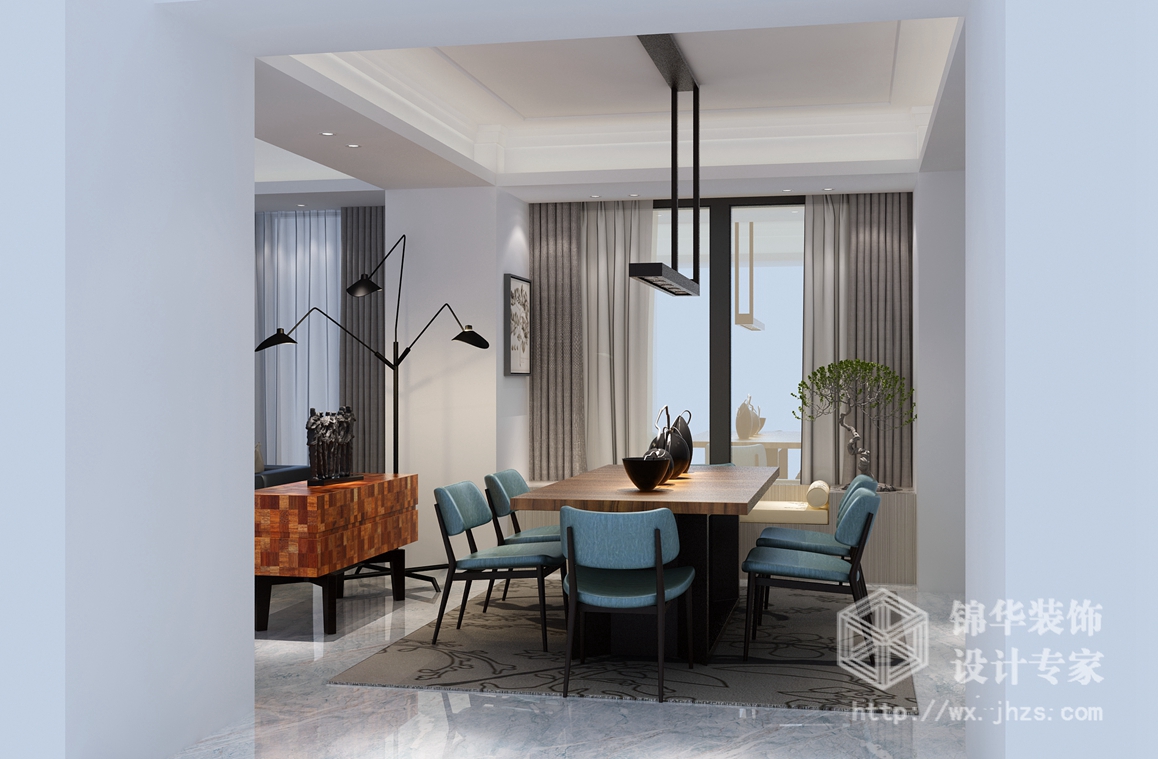 现代简约风格-香樟园-三室两厅-168平米-餐厅-装修效果图