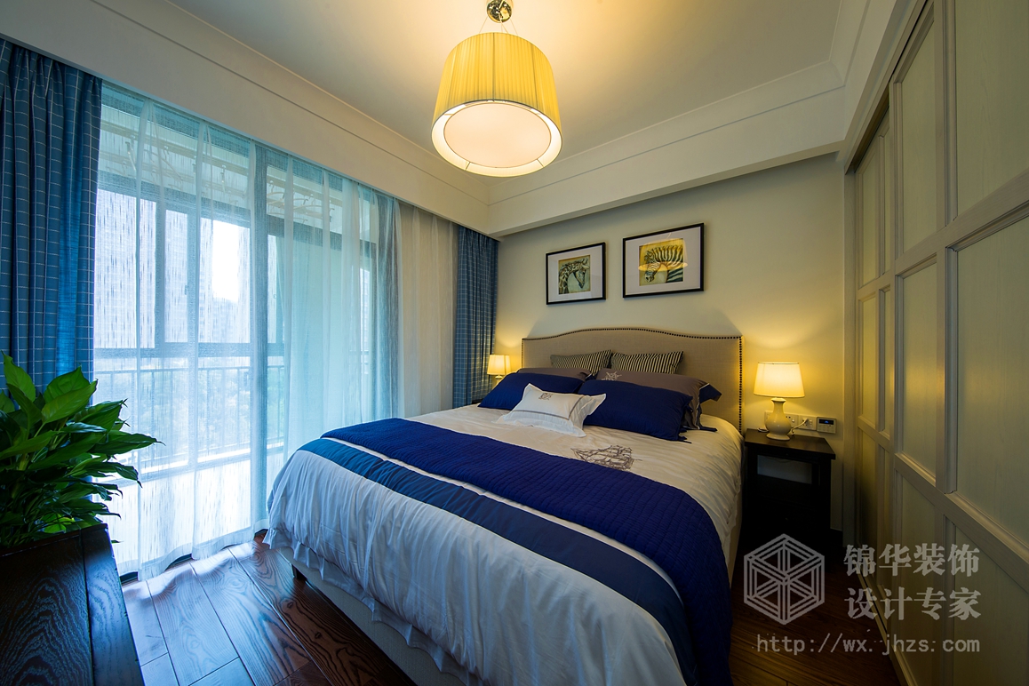 美式田园-长江国际-三室两厅-140平-卧室-装修实景效果图