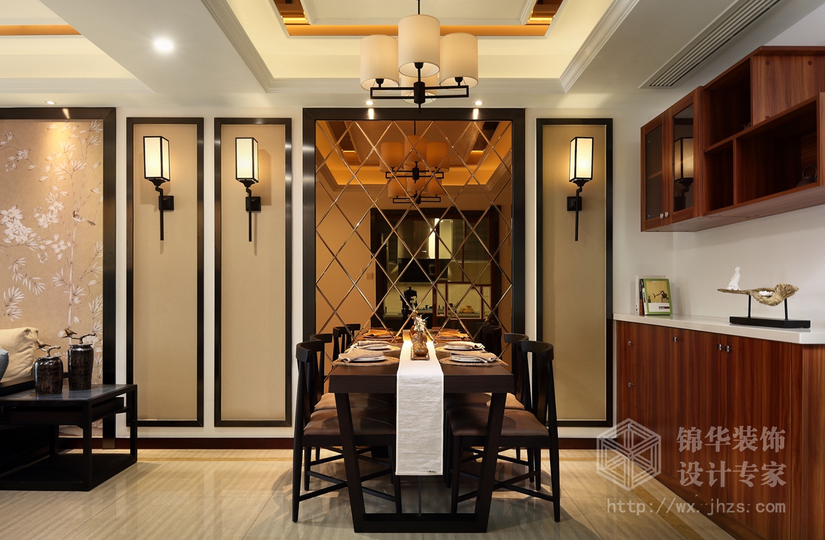 新中式风格-九龙仓碧玺-三室一厅-99平-餐厅-装修效果实景图