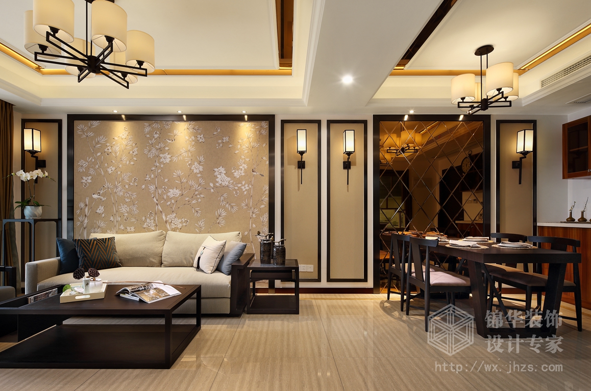 新中式风格-九龙仓碧玺-三室一厅-99平-餐厅-装修效果实景图