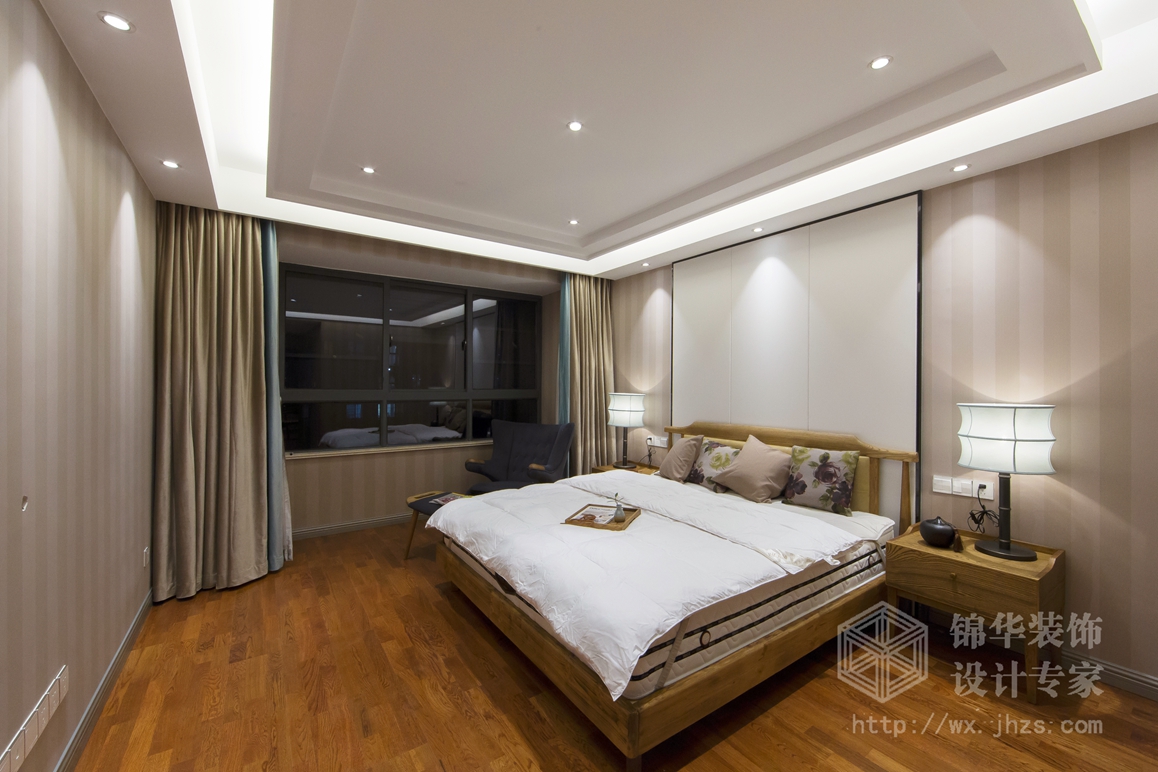新中式风格-维纳阳光-四室两厅-140平米-卧室-装修效果实景图