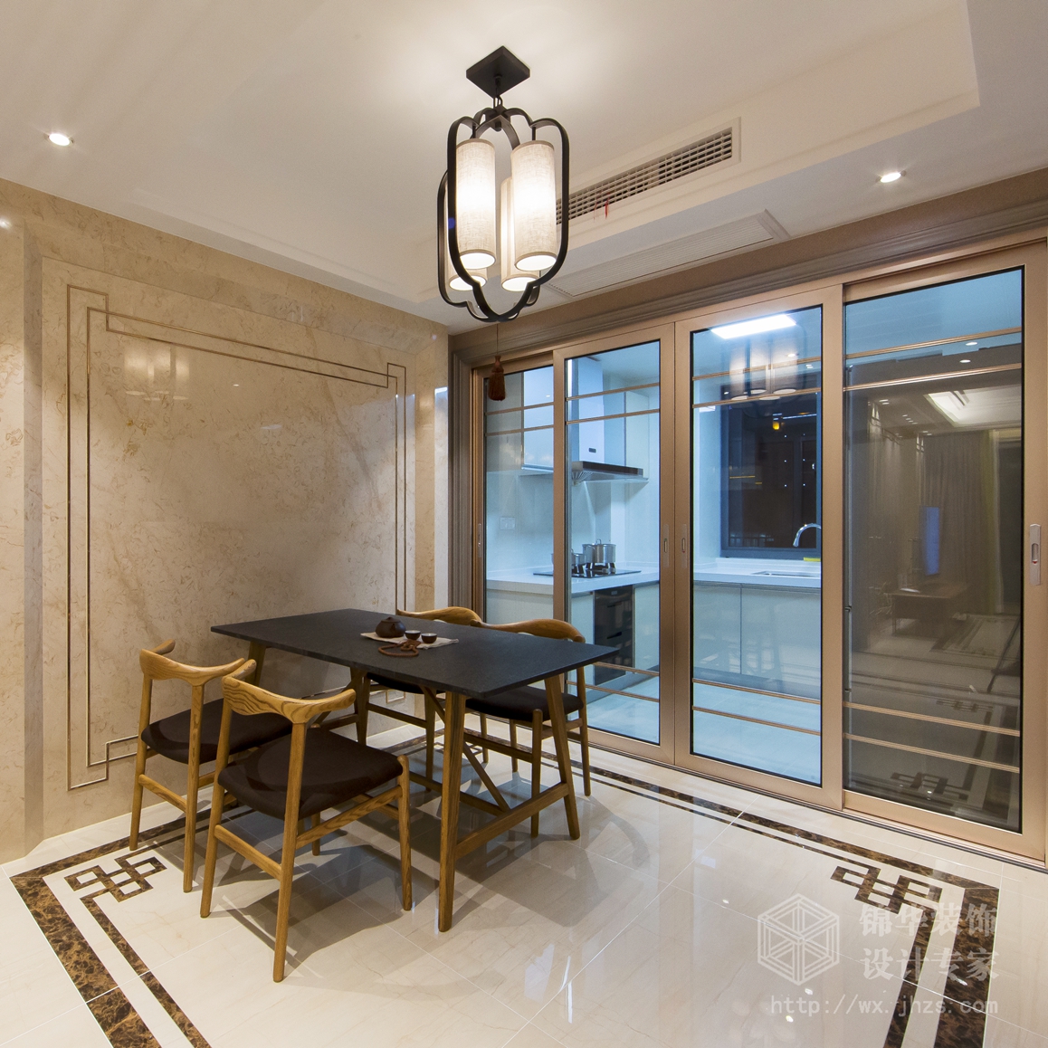 新中式风格-维纳阳光-四室两厅-140平米-餐厅-装修效果实景图