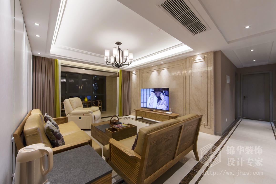 新中式风格-维纳阳光-四室两厅-140平米-客厅-装修效果实景图