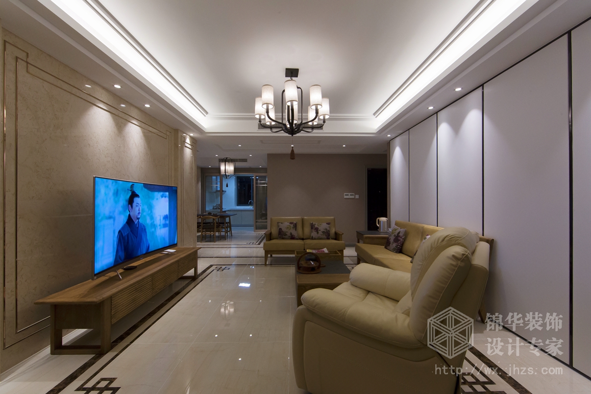 新中式风格-维纳阳光-四室两厅-140平米-客厅-装修效果实景图