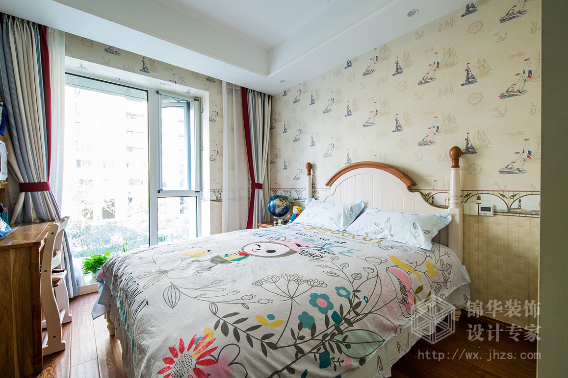 美式风格-山水湖滨-三室两厅-126平-儿童房-装修效果实景图