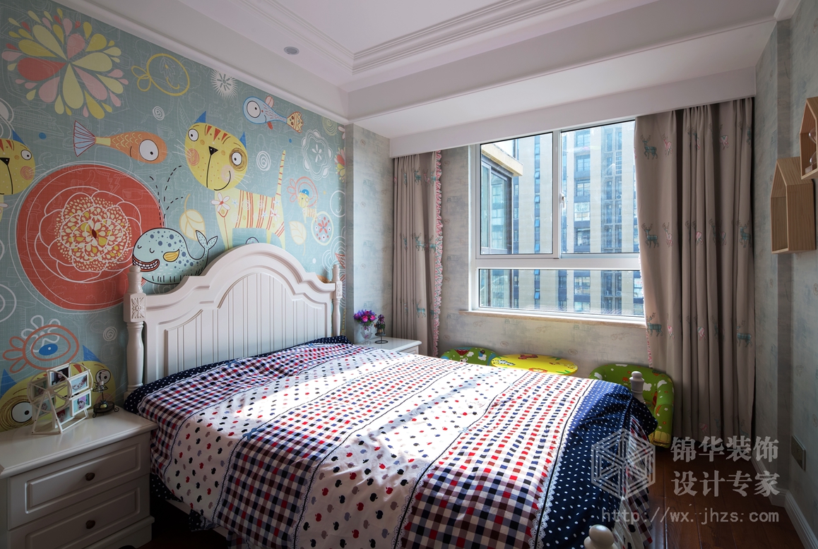 简约美式风格-绿地波士顿公馆-三室两厅-134平-儿童房-装修实景效果图