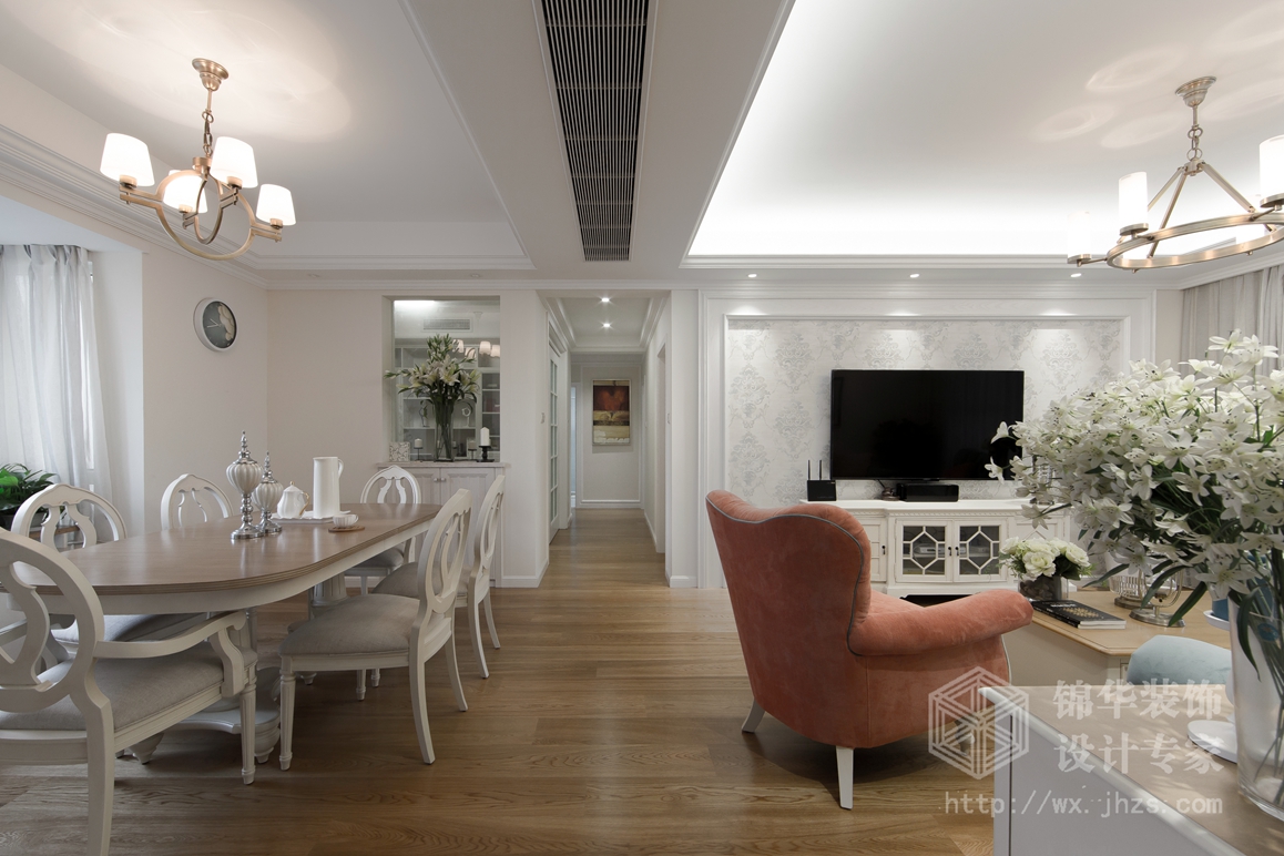 简约美式风格-繁华里-三室两厅-130平-餐桌-装修实景效果图