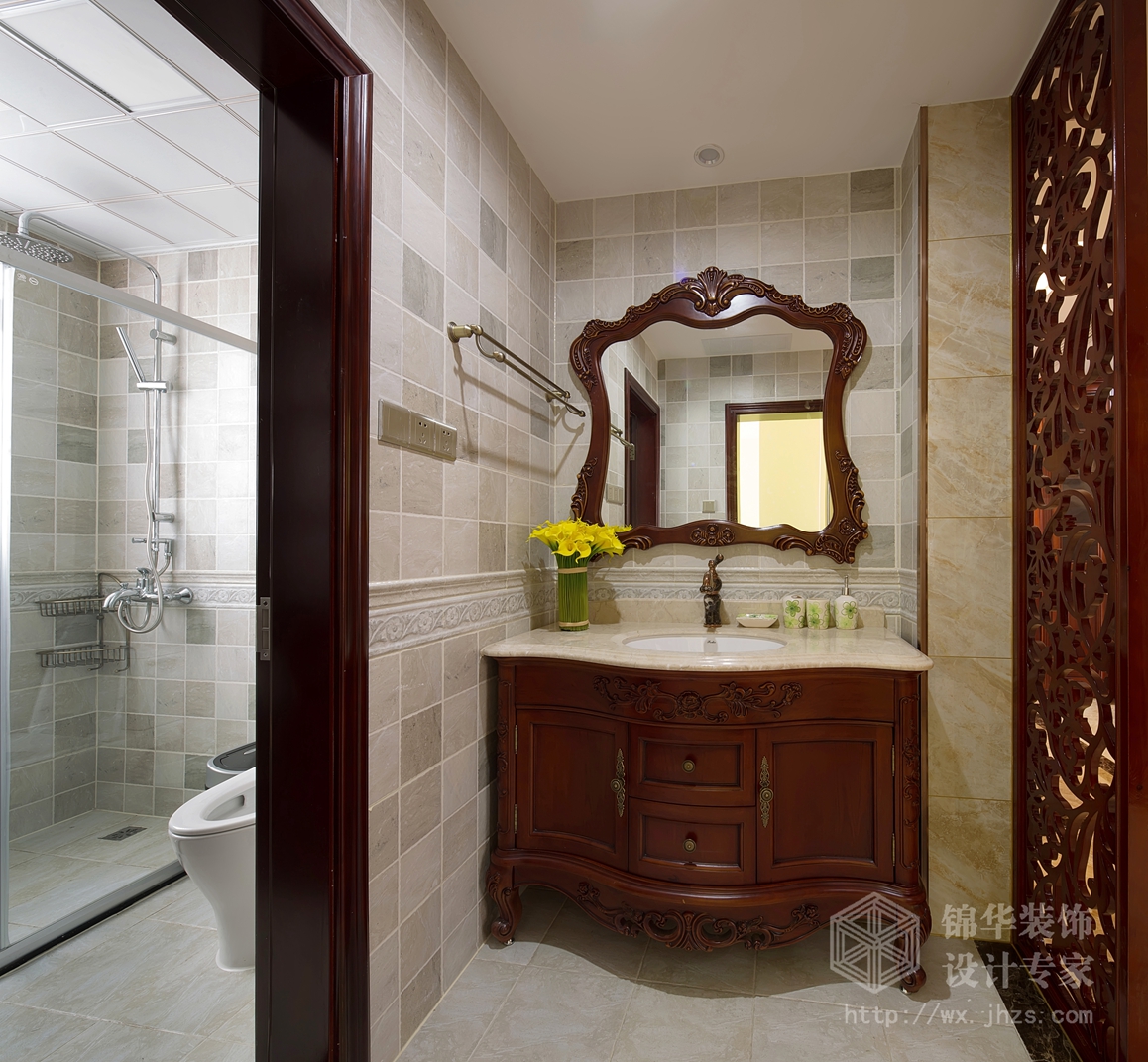 美式风格-春光苑-两室两厅-118平-卫生间-装修实景效果图