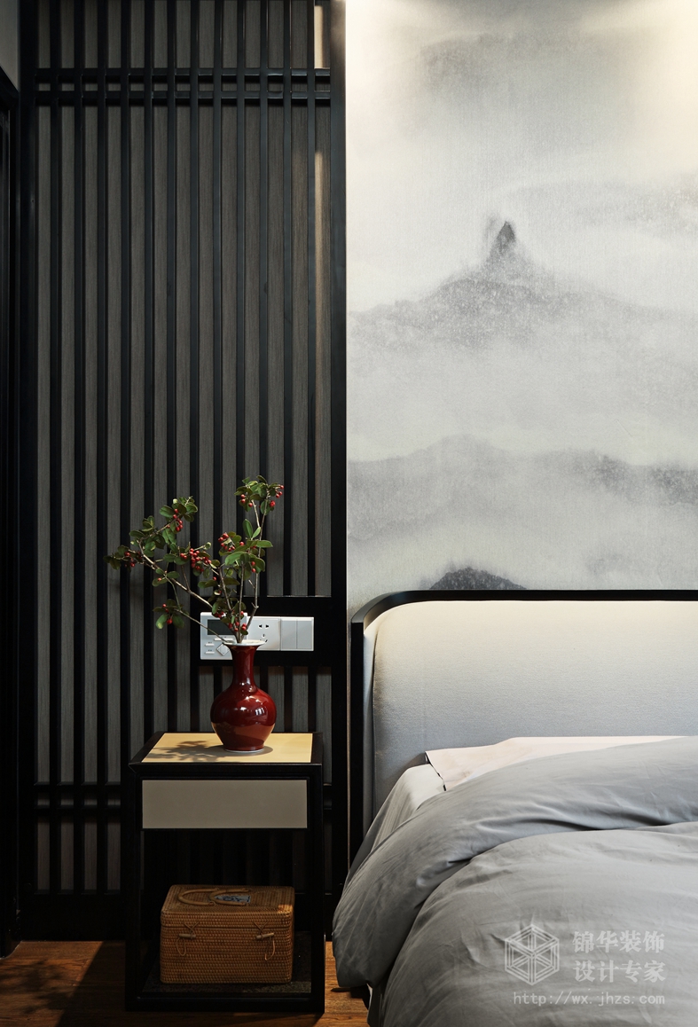 新中式风格-世界城-跃层复式-290平-卧室-装修效果实景图