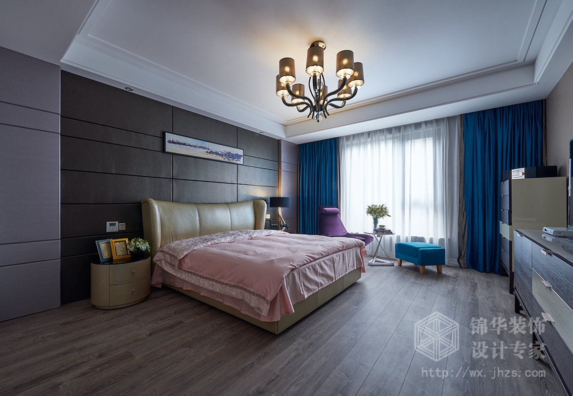 现代中式风格-梅泾私宅-大户型-280平米-卧室-装修实景效果图