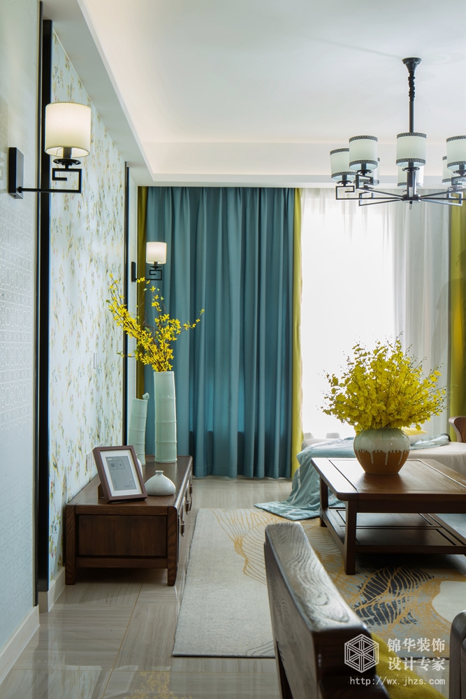  新中式-建乐家园-三室两厅-140平-客厅-装修效果实景图