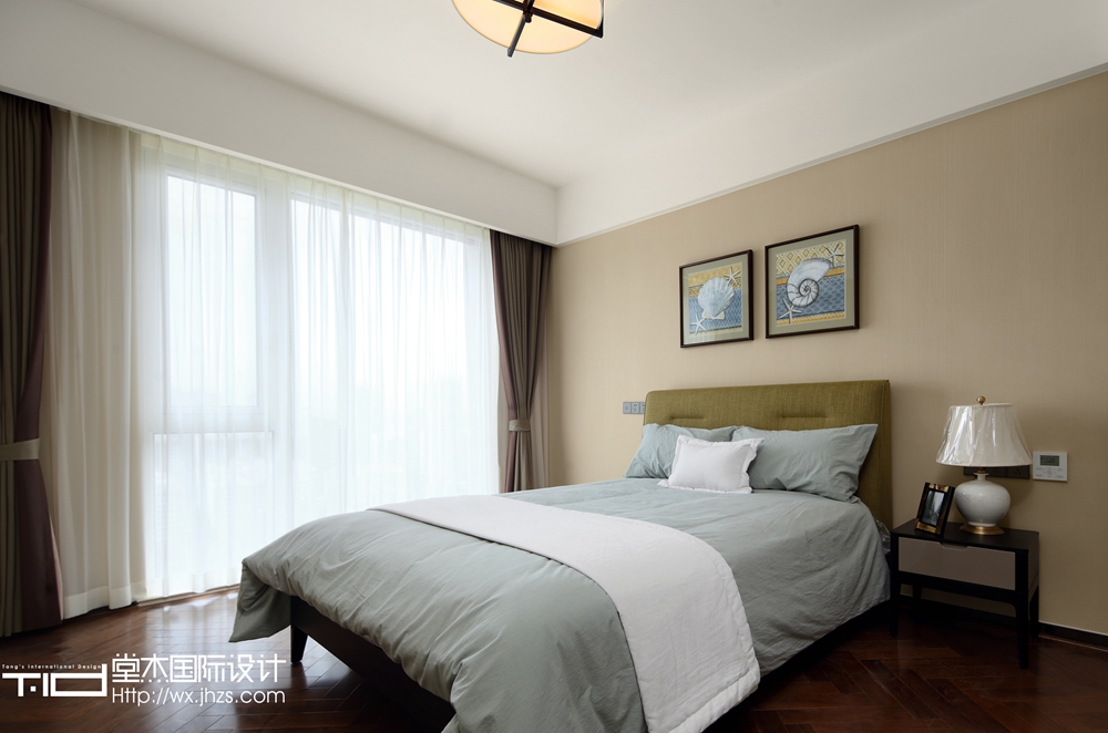 新中式-玉兰花园-大户型-200平-卧室-装修效果实景图