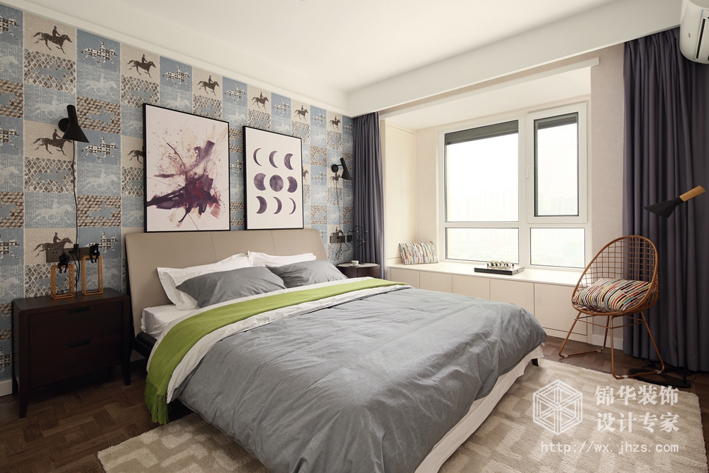 现代简约-金科世界城-三室两厅-122平-卧室-装修效果实景图