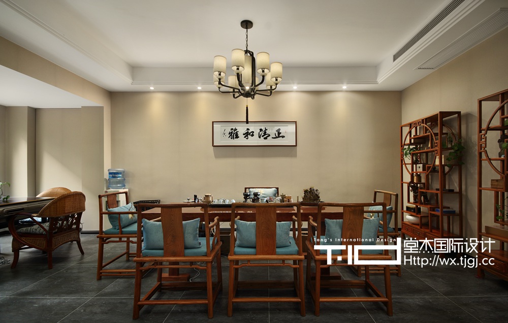 中式风格-金科世界城-跃层复式-290平-茶室-装修效果实景图