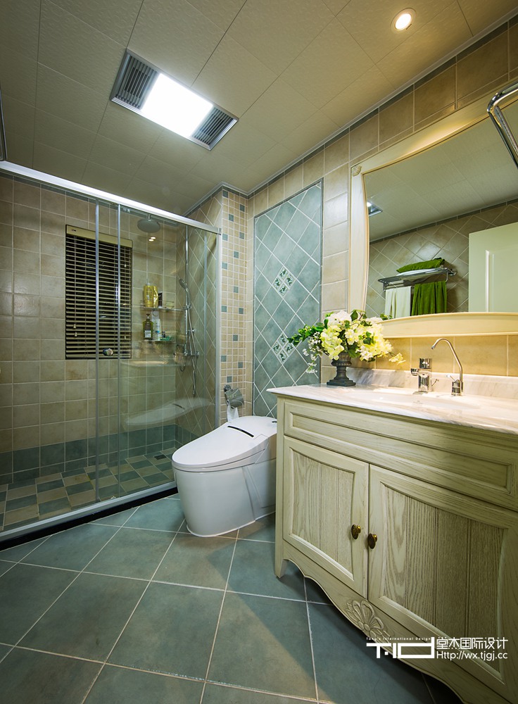 美式风格-尚东雅园-三室一厅-160平米-卫生间-装修实景效果图