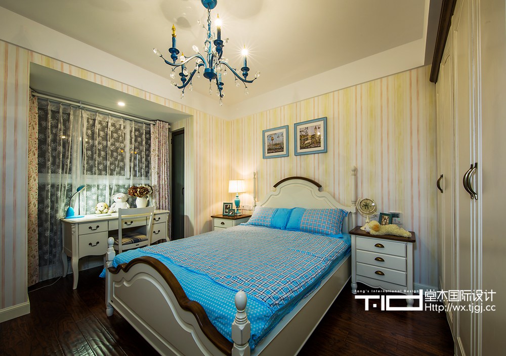 美式风格-尚东雅园-三室一厅-160平米-卧室-装修实景效果图