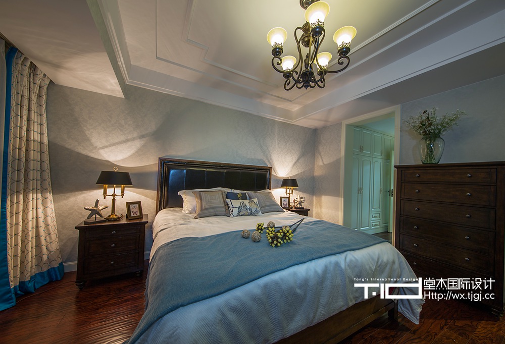 美式风格-尚东雅园-三室一厅-160平米-卧室-装修实景效果图