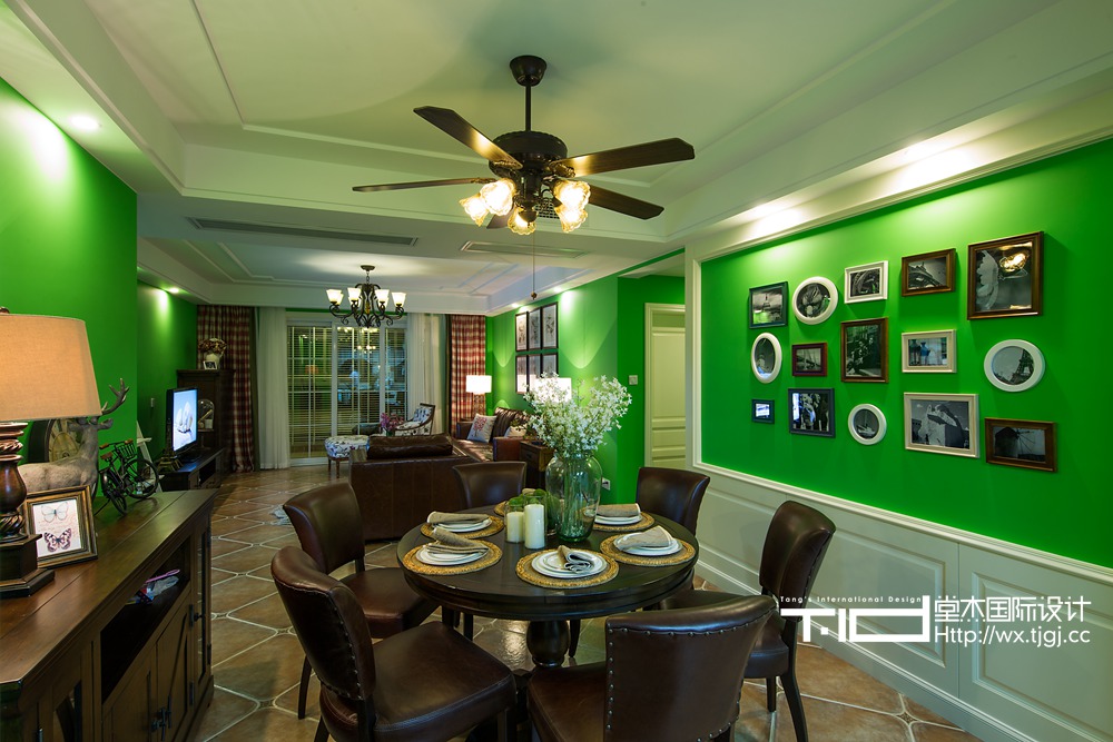 美式风格-尚东雅园-三室一厅-160平米-餐厅-装修实景效果图