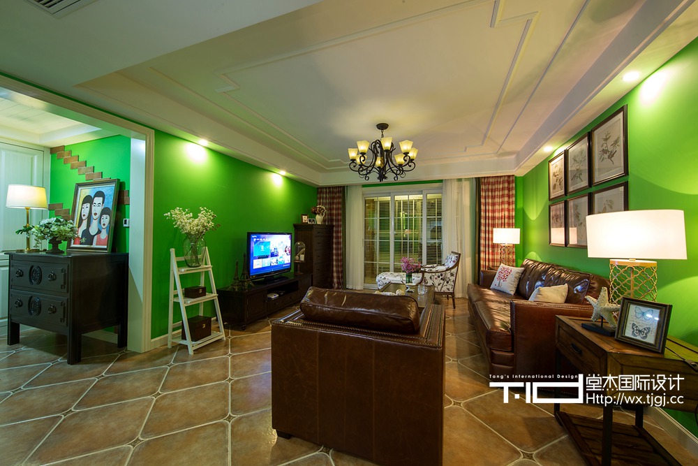 美式风格-尚东雅园-三室一厅-160平米-客厅-装修实景效果图