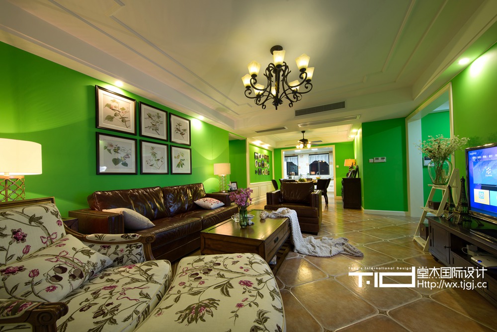 美式风格-尚东雅园-三室一厅-160平米-客厅-装修实景效果图