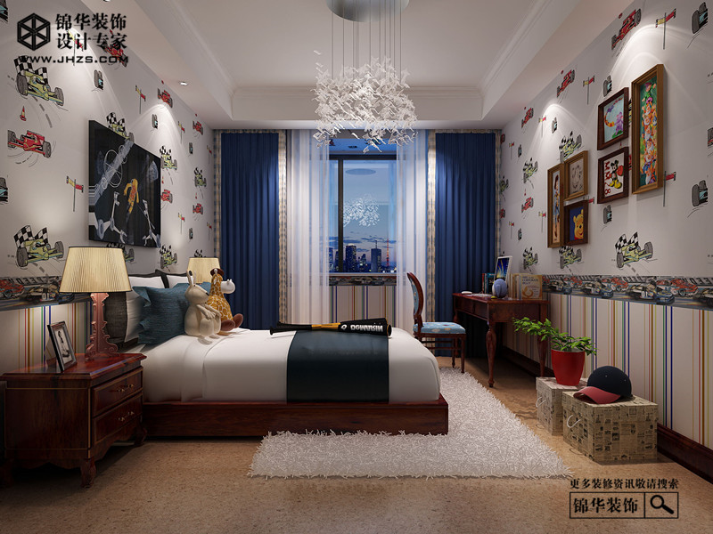 混搭-西水东-三室两厅-160平-卧室-装修实景效果图