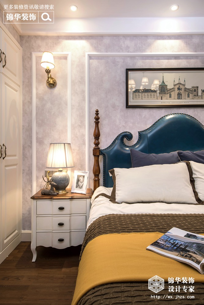简美风格-太湖国际-三室两厅-142平-卧室-装修效果实景图