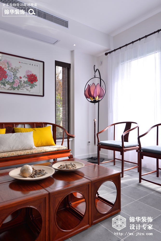 新中式-中海珑玺-四室两厅-260平-客厅-装修效果实景图