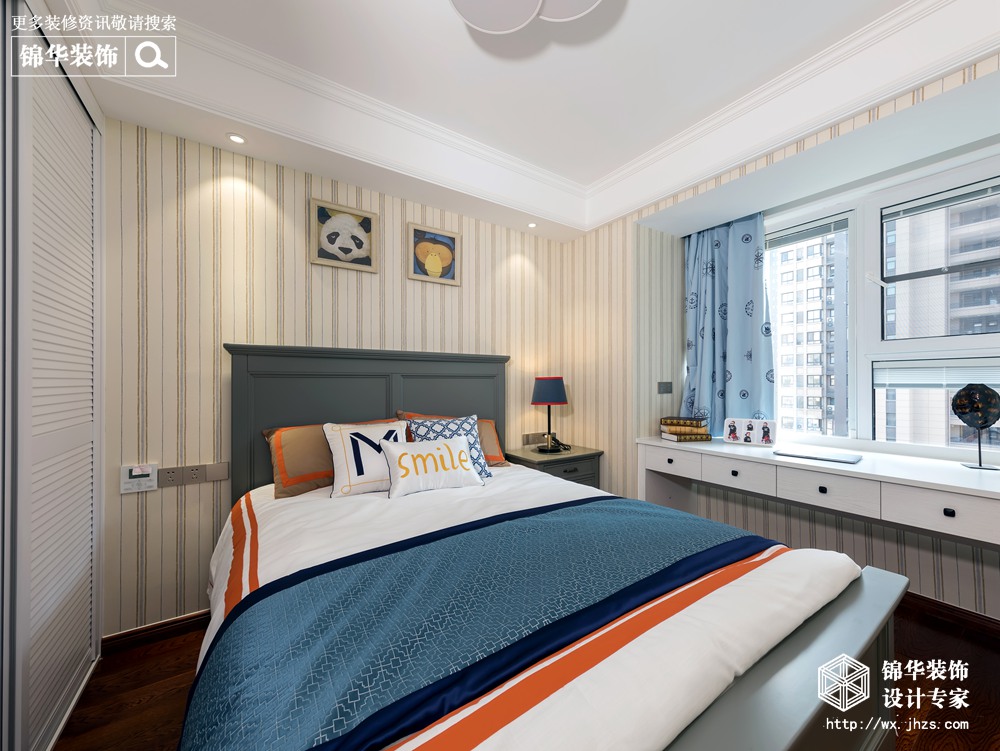 简约美式风格-保利中央公园-跃层复式-138平-卧室-装修实景效果图
