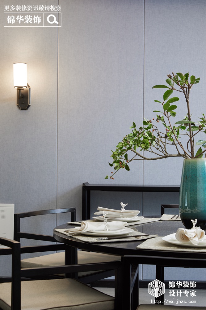 新中式风格-蠡湖一号-复式-380平-餐厅-装修实景效果图