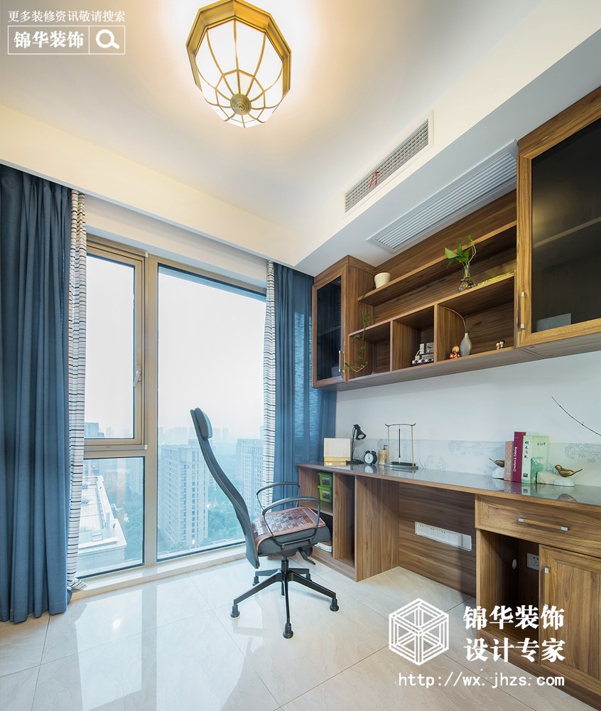 新中式风格-玉兰花园-四室两厅-178平-书房-装修实景效果图