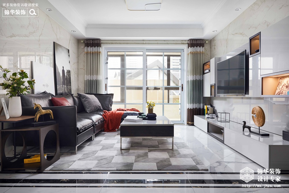 现代简约风格-华润橡树湾-四室两厅-140平米-客厅-装修实景效果图