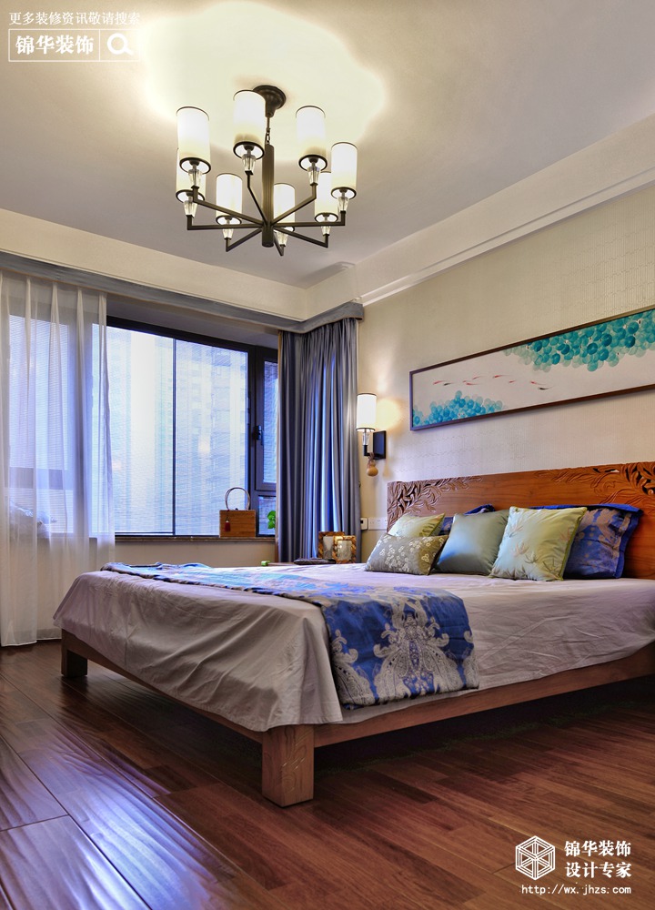 东南亚风格-西水东-三室两厅-180平-卧室-装修效果实景图