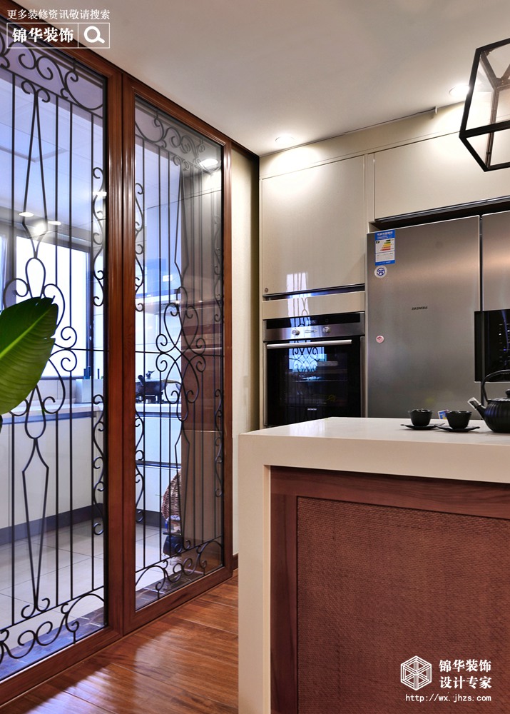 东南亚风格-西水东-三室两厅-180平-厨房-装修效果实景图