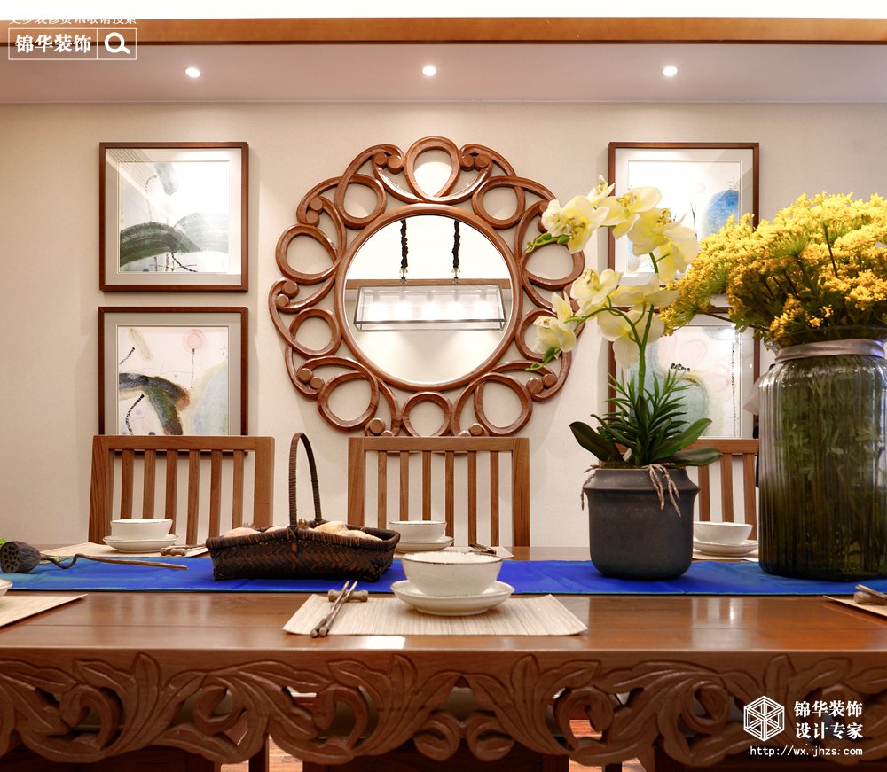 东南亚风格-西水东-三室两厅-180平-餐厅-装修效果实景图
