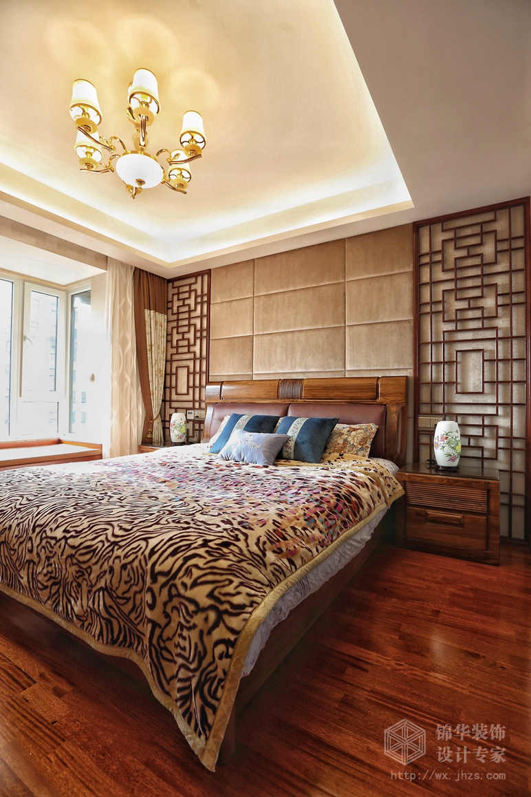 中式风格-融创熙园-三室两厅-卧室-装修效果实景图