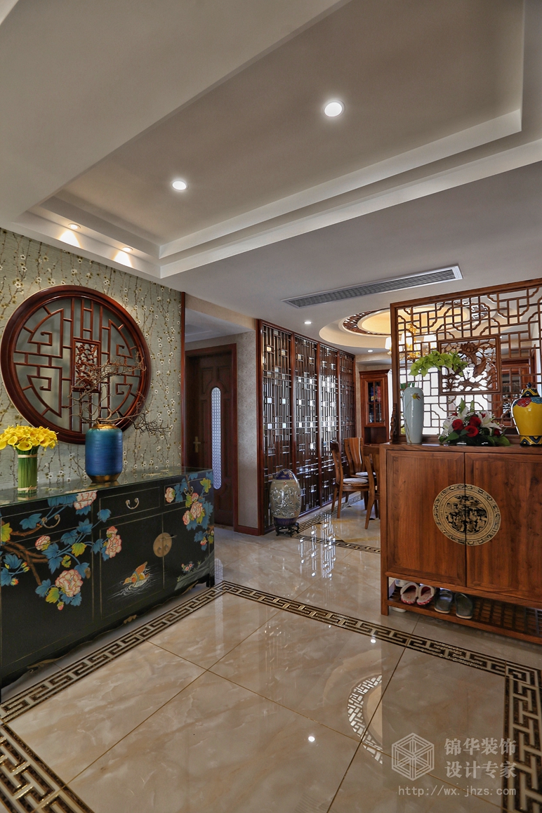 中式风格-融创熙园-三室两厅-客厅-装修效果实景图