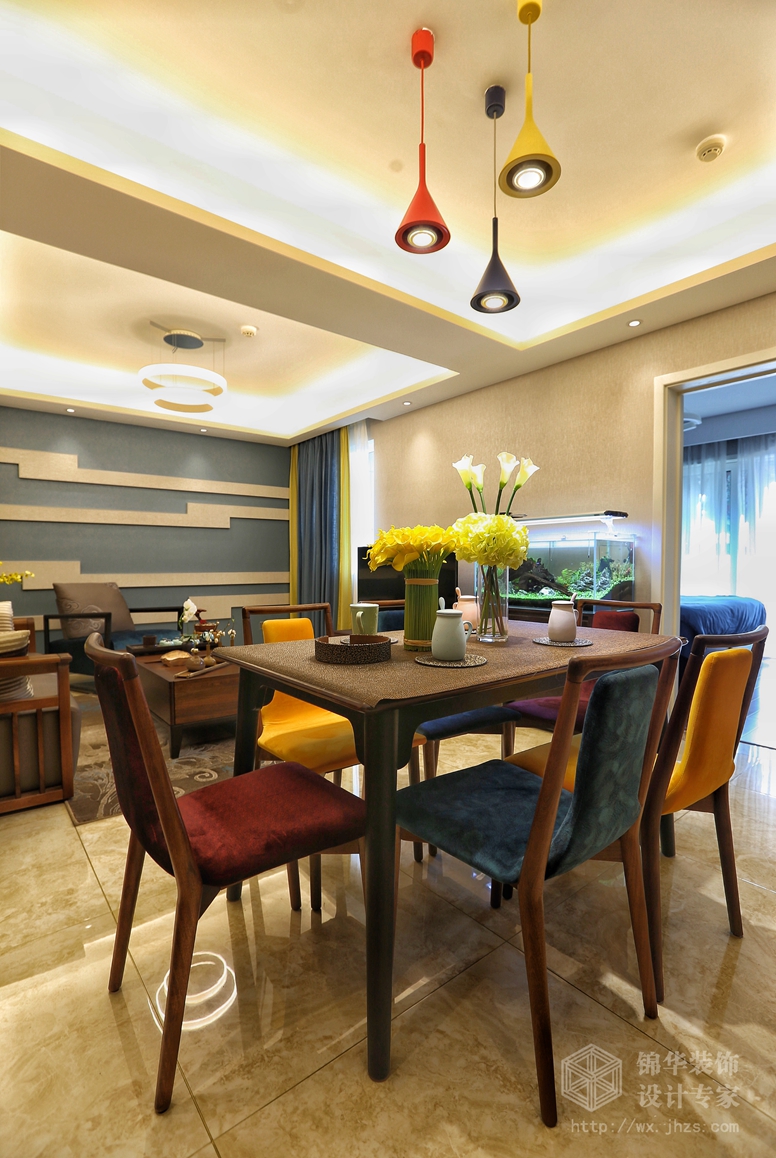 新中式风格-擎天半岛-两室两厅-餐厅-装修效果实景图