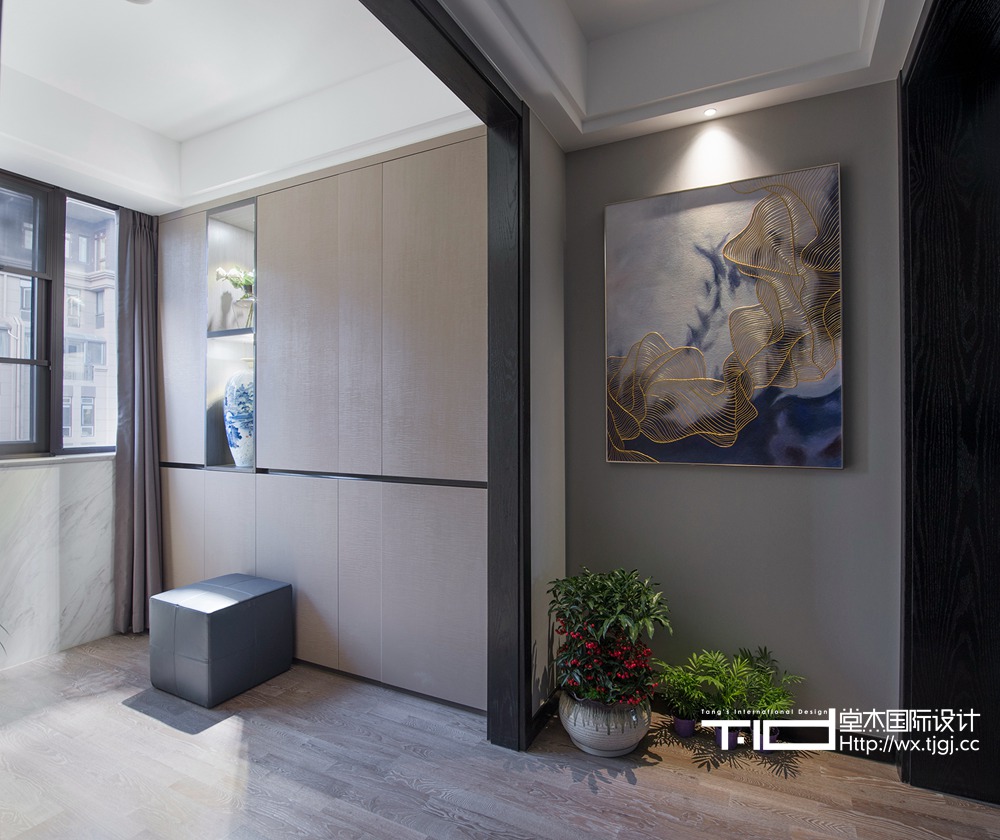 现代风格-金科世界城-三室两厅-203平米-过道-装修效果实景图